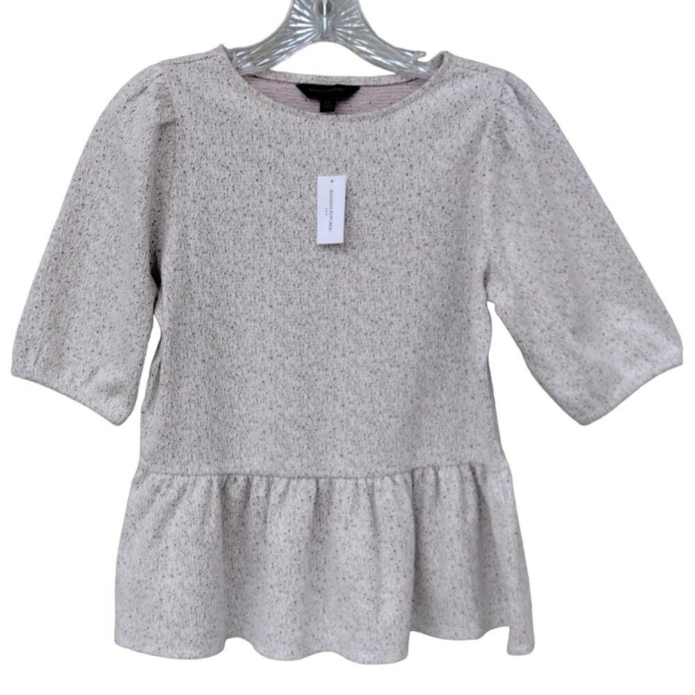 Banana Republic Puffy Sleeve Speckled Peplum Top- Size XS - Cotton blend - Pink
